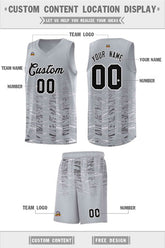 Custom Gray Black Personalized Scratches Pattern Sports Uniform Basketball Jersey
