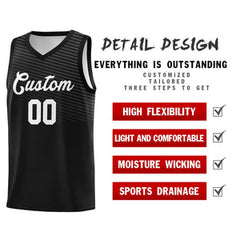 Custom Black White Chest Slash Patttern Sports Uniform Basketball Jersey