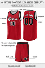 Custom Red White Chest Slash Patttern Double Side Sports Uniform Basketball Jersey