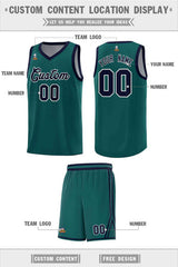 Custom Midnight Green Navy Chest Slash Patttern Sports Uniform Basketball Jersey
