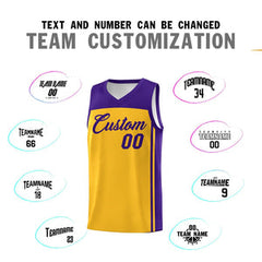 Custom Yellow Purple Classic Sets Sports Uniform Basketball Jersey