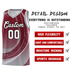 Custom Crimson Gray Personalized Galaxy Graffiti Pattern Sports Uniform Basketball Jersey