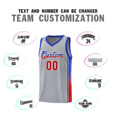 Custom Gray Red-Royal Gradient Fashion Sports Uniform Basketball Jersey