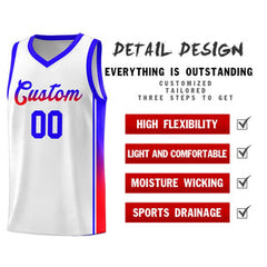 Custom White Red-Navy Gradient Fashion Sports Uniform Basketball Jersey