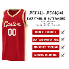 Custom Red Khaki Gradient Fashion Sports Uniform Basketball Jersey