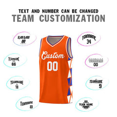 Custom Orange Royal-White Side Two-Color Triangle Splicing Sports Uniform Basketball Jersey