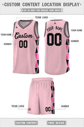 Custom Light Pink Black-Pink Side Two-Color Triangle Splicing Sports Uniform Basketball Jersey
