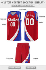 Custom Red White-Royal Color Block Sports Uniform Basketball Jersey