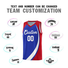 Custom Royal White-Red Color Block Sports Uniform Basketball Jersey