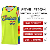 Custom Fluorescent Green LGBT Rainbow For Pride Month Sports Uniform Basketball Jersey