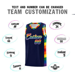 Custom Navy LGBT Rainbow For Pride Month Sports Uniform Basketball Jersey