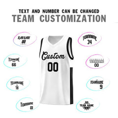 Custom White Black Side Two-Tone Classic Sports Uniform Basketball Jersey