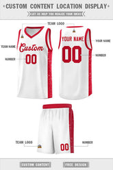 Custom White Red Side Splash Sports Uniform Basketball Jersey