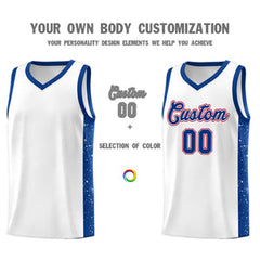 Custom White Royal Side Splash Sports Uniform Basketball Jersey