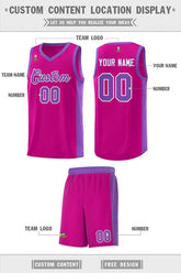 Custom Rose Red Purple-White Side Splash Sports Uniform Basketball Jersey