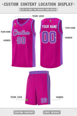 Custom Rose Red Purple-White Side Splash Sports Uniform Basketball Jersey
