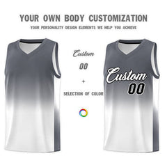 Custom Dark Gray White Gradient Fashion Sets Sports Uniform Basketball Jersey