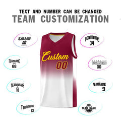 Custom Crimson White Gradient Fashion Sets Sports Uniform Basketball Jersey
