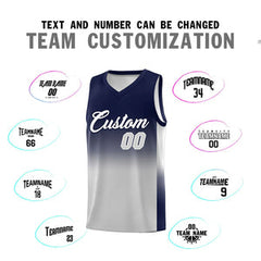 Custom Navy Gray Gradient Fashion Sets Sports Uniform Basketball Jersey