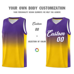 Custom Purple Gold Gradient Fashion Sets Sports Uniform Basketball Jersey