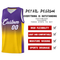 Custom Purple Gold Gradient Fashion Sets Sports Uniform Basketball Jersey