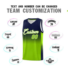 Custom Navy Neon Green Gradient Fashion Sets Sports Uniform Basketball Jersey