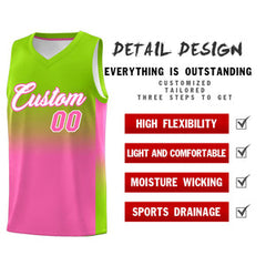 Custom Neon Green Pink Gradient Fashion Sets Sports Uniform Basketball Jersey
