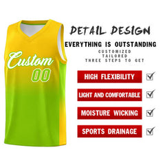 Custom Gold Neon Green Gradient Fashion Sets Sports Uniform Basketball Jersey