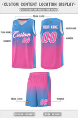 Custom Powder Blue Pink Gradient Fashion Sets Sports Uniform Basketball Jersey