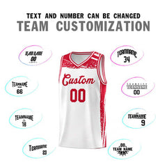 Custom White Red Graffiti Pattern Sports Uniform Basketball Jersey