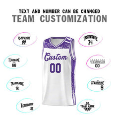 Custom White Purple Graffiti Pattern Sports Uniform Basketball Jersey