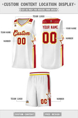 Custom White Red Star Graffiti Pattern Sports Uniform Basketball Jersey