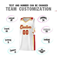 Custom White Red Star Graffiti Pattern Sports Uniform Basketball Jersey