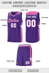 Custom Purple Pink Star Graffiti Pattern Sports Uniform Basketball Jersey