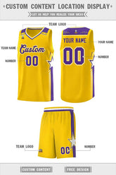 Custom Gold Purple Star Graffiti Pattern Sports Uniform Basketball Jersey