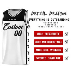 Custom White Black Personalized Star Pattern Sports Uniform Basketball Jersey
