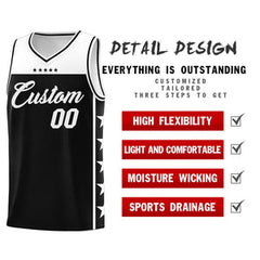 Custom Black White Personalized Star Pattern Sports Uniform Basketball Jersey