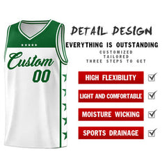 Custom White Kelly Green Personalized Star Pattern Sports Uniform Basketball Jersey