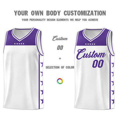 Custom White Purple Personalized Star Pattern Sports Uniform Basketball Jersey