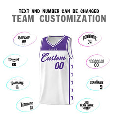 Custom White Purple Personalized Star Pattern Sports Uniform Basketball Jersey