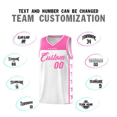Custom White Pink Personalized Star Pattern Sports Uniform Basketball Jersey