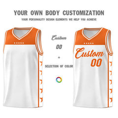 Custom White Orange Personalized Star Pattern Sports Uniform Basketball Jersey