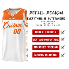 Custom White Orange Personalized Star Pattern Sports Uniform Basketball Jersey