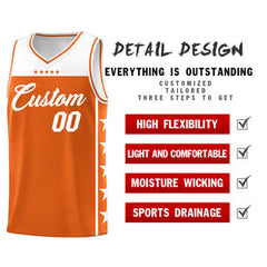 Custom Orange White Personalized Star Pattern Sports Uniform Basketball Jersey