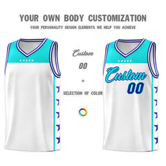 Custom White Sky Blue Personalized Star Pattern Sports Uniform Basketball Jersey