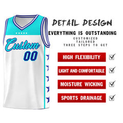 Custom White Sky Blue Personalized Star Pattern Sports Uniform Basketball Jersey