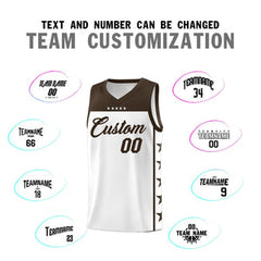 Custom White Brown Personalized Star Pattern Sports Uniform Basketball Jersey