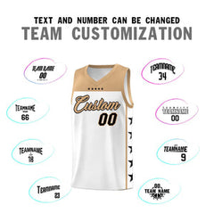 Custom White Old Gold Personalized Star Pattern Sports Uniform Basketball Jersey