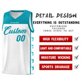 Custom White Aqua Personalized Star Pattern Sports Uniform Basketball Jersey