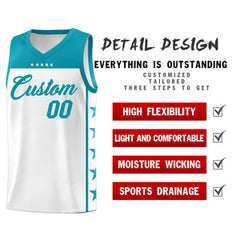 Custom White Aqua Personalized Star Pattern Sports Uniform Basketball Jersey
